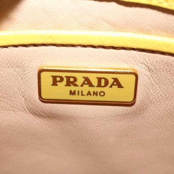 PRADA Bijoux Hand Bag Safiano leather 2way Yellow Auth - Picture 14 of 16
